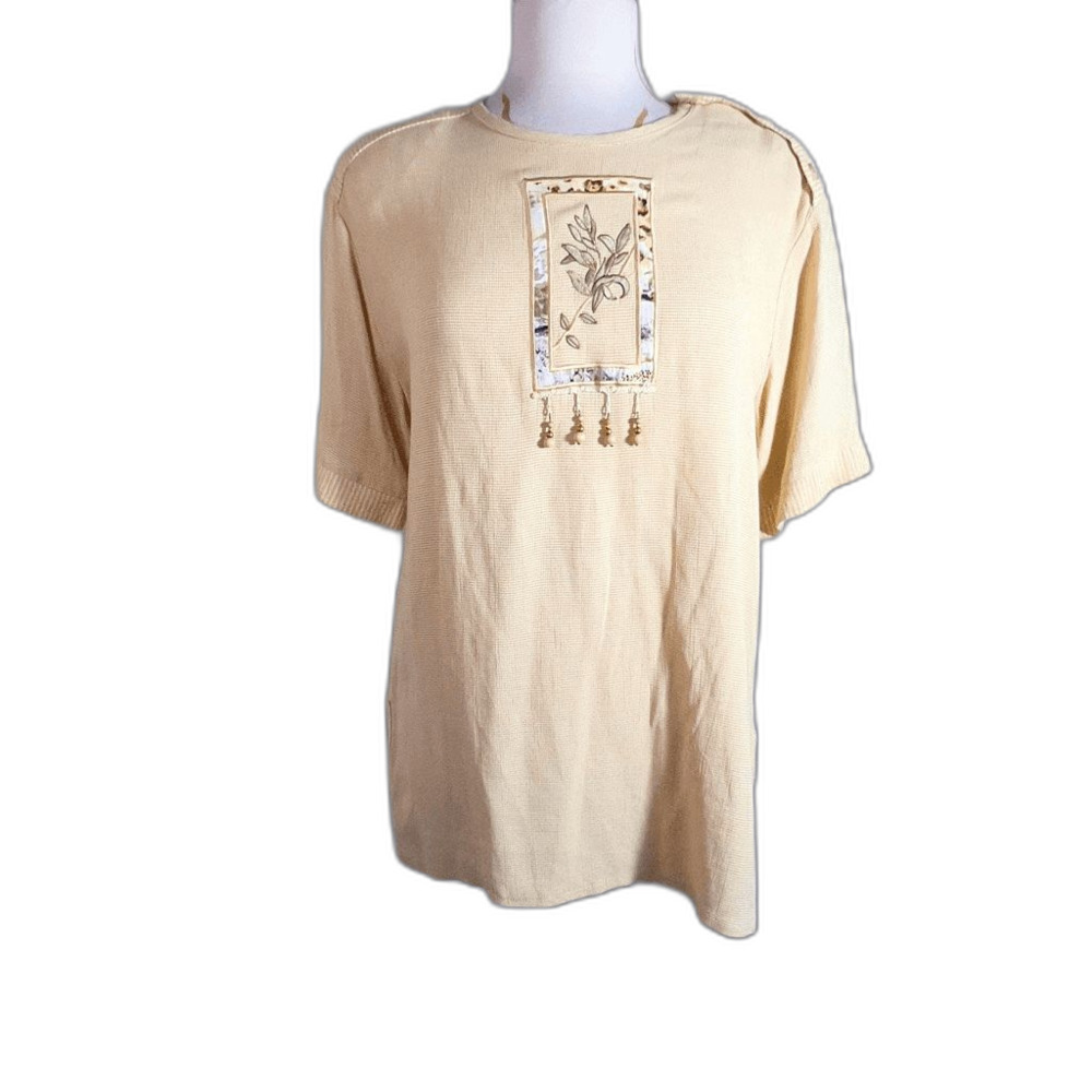 City Girl Sport Blouse Size S 90's Vintage Embroidered Coastal Grandmother Top